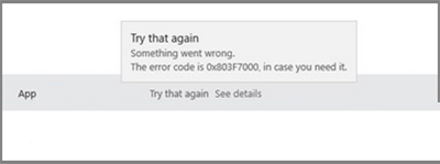 Win10系统应用更新失败错误代码803F7000的解决方法