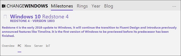 重要版本 微软拟在明年春天升级Win10 1803大规模更新