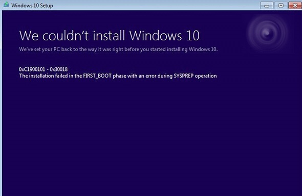 Win10升级遇到错误C1900101-30018的完美解决办法