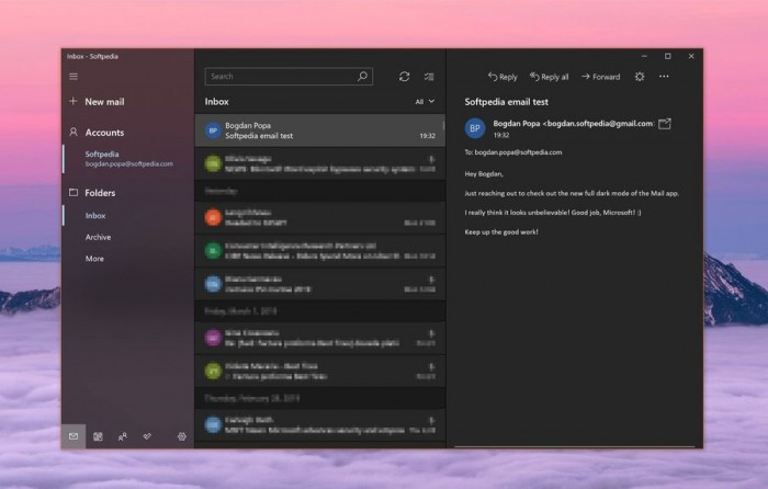 微软面向所有Win10 Mail用户开放Dark主题