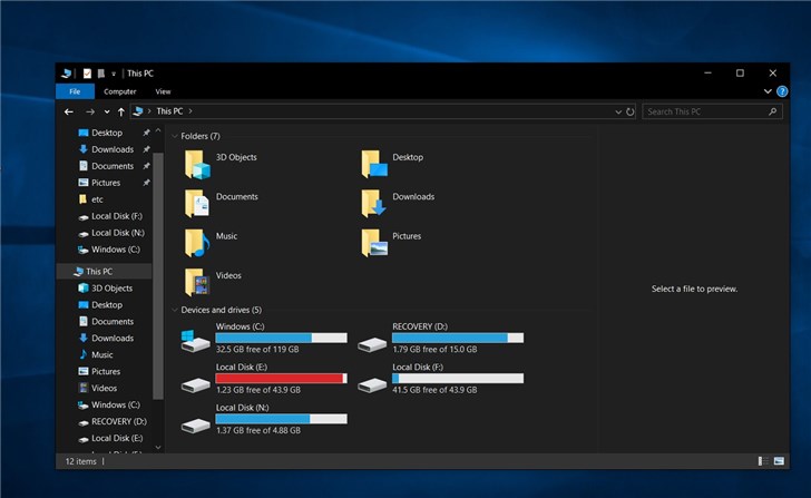 Win10 1909更新文件资源管理器内置搜索功能