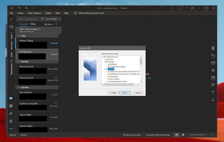 Win10如何将联系人导入Outlook?