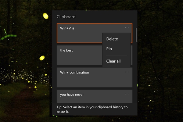 Win10快捷健Win+V有什么用?帮你调出剪贴板历史记录