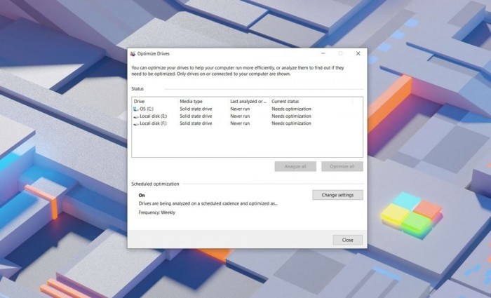 Win10 v2004的磁盘碎片整理工具问题依然存在
