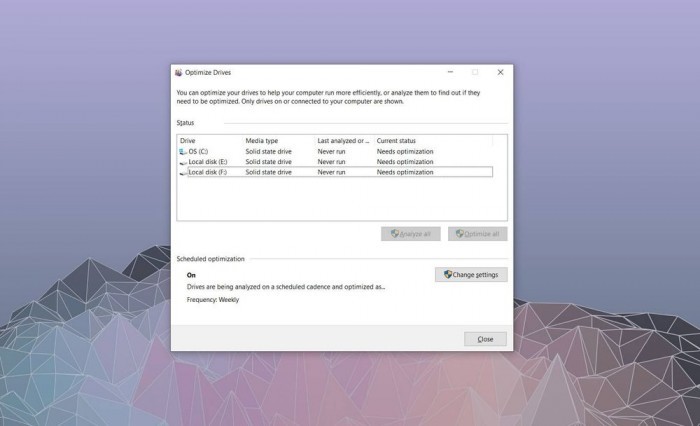Win10 v2004的磁盘碎片整理工具问题依然存在