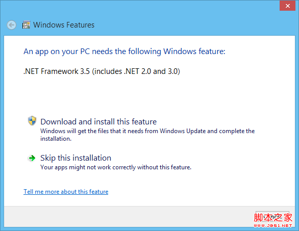 在windows8下本地安裝netframework35