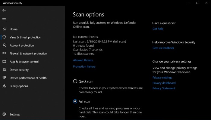 Win10安全更新BUG:Windows Defender快速/全盘扫描功能异常