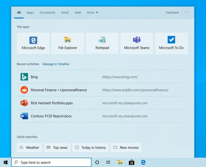 Win10 Build 19018发布:新增四项快速搜索功能