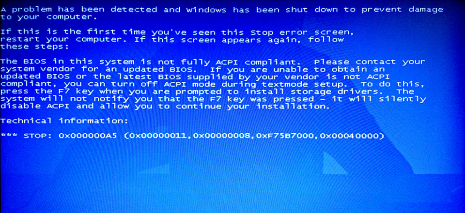 Win7旗舰版系统错误蓝屏代码0x000000a5如何解决？