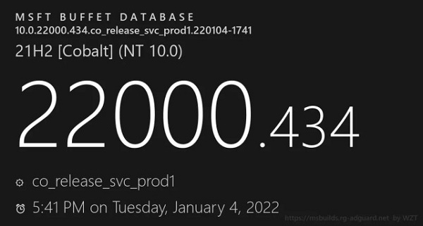 微软Win11更新KB5009566 版本号Build 22000.434