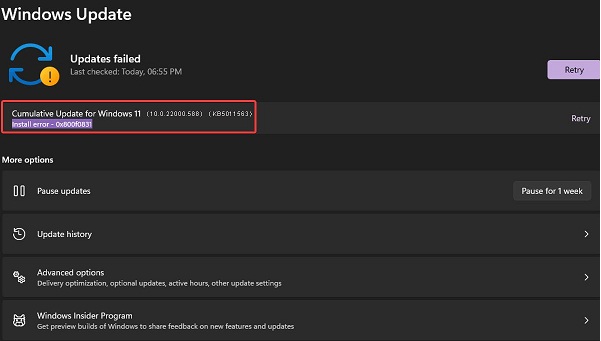 Win11安装时出现错误代码0x800f0831是什么原因？