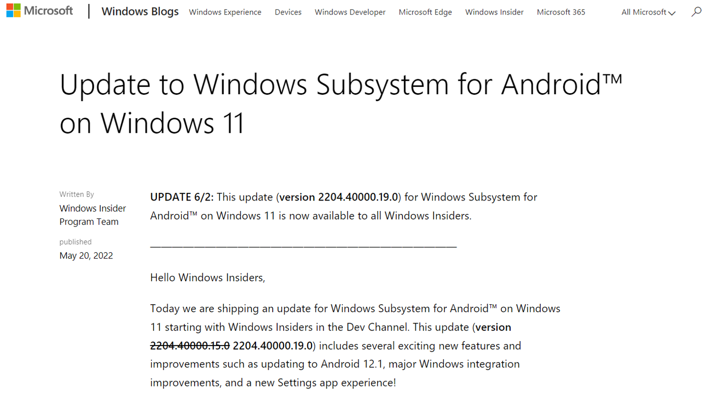 Windows11安卓子系统(wsa)最新版2204.40000.19.0发布了！(附使用方法)